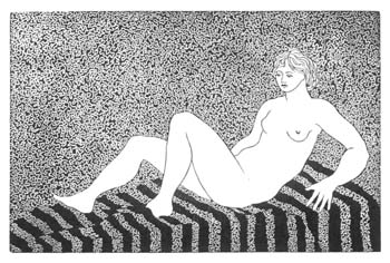 Wood Engraving Titled: Reclining Nude